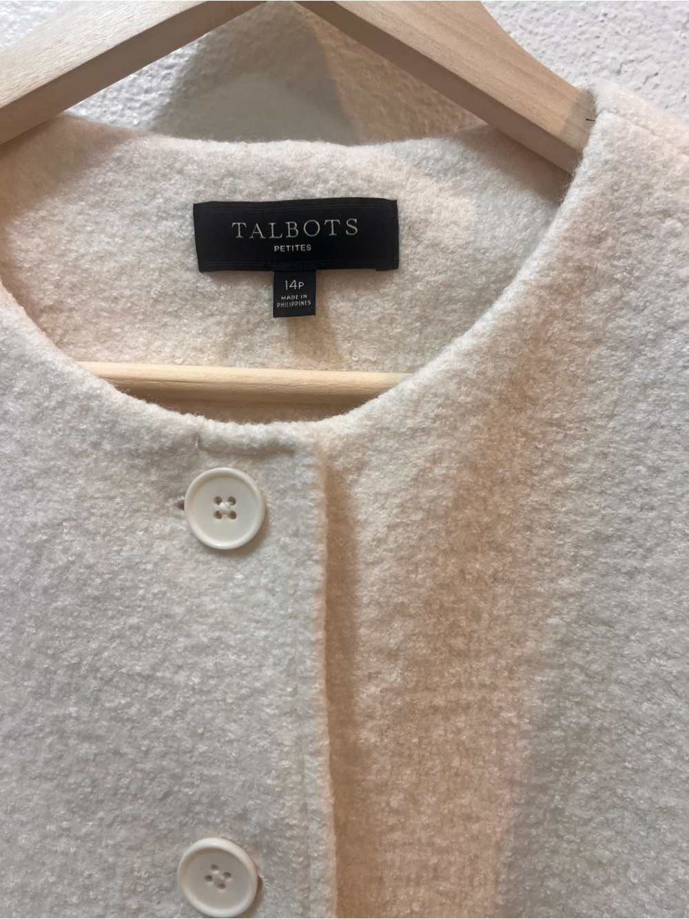 Talbots Cream Collarless Button-Front Jacket - Picture 4 of 10